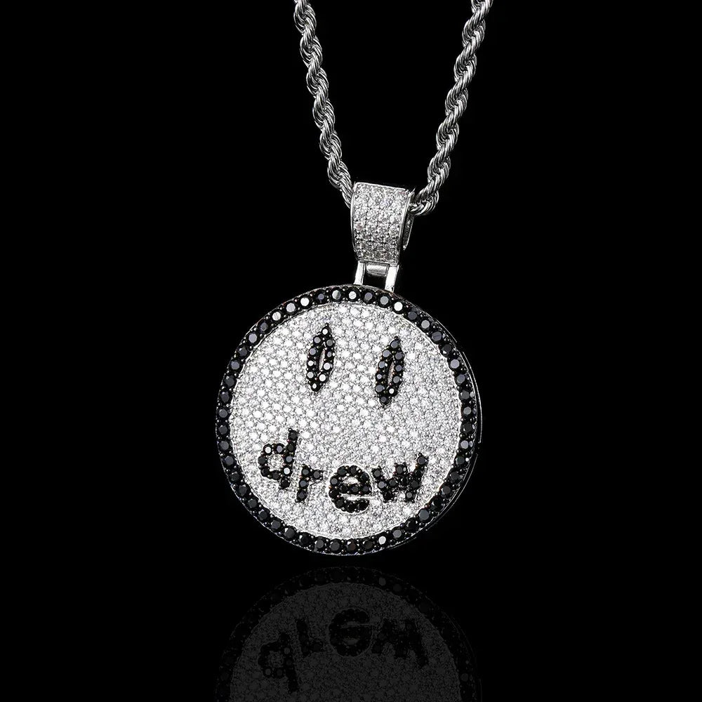 Drew Smiley Face Pendant Necklace with Micro-Pave Zircon for Men | Caratix Jewelry - CaratixJewelry