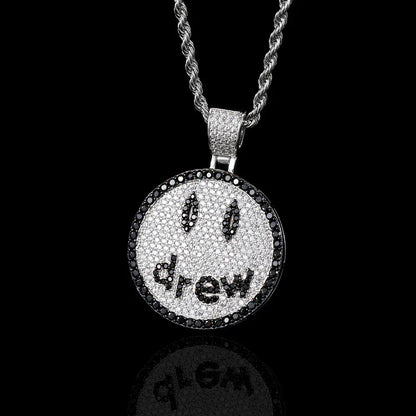 Drew Smiley Face Pendant Necklace with Micro-Pave Zircon for Men | Caratix Jewelry - CaratixJewelry