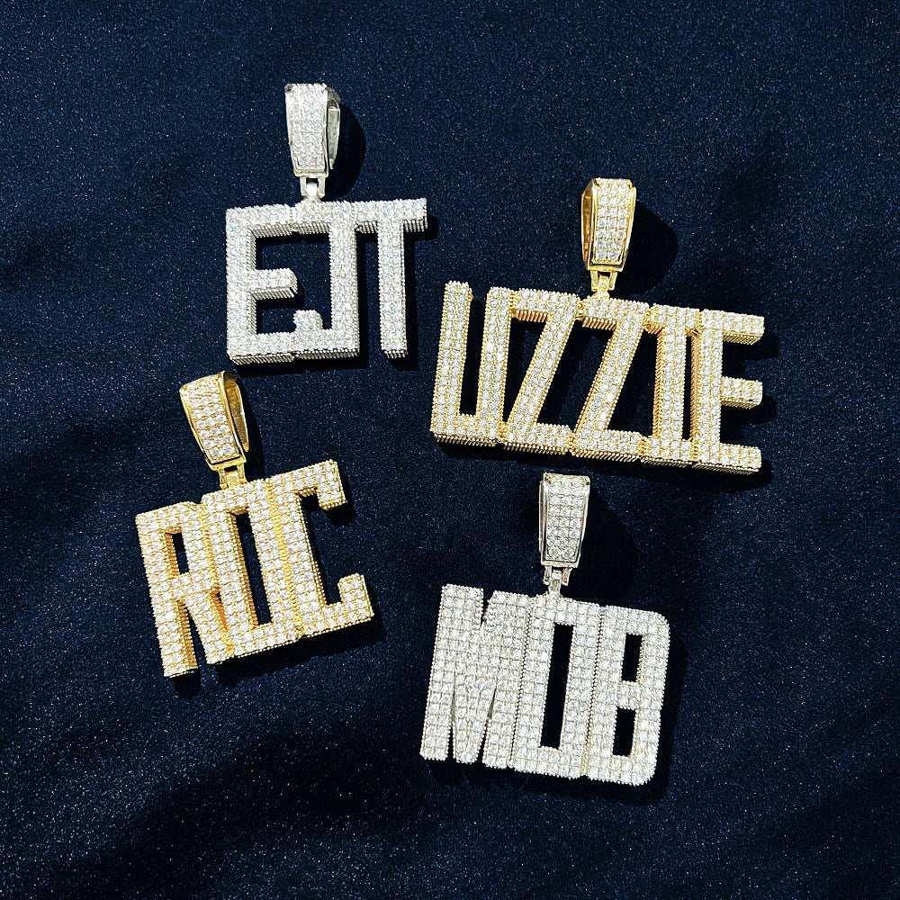 Iced Out Letter Necklace | Custom Alphabet CZ Pendant Trendy Streetwear Jewelry - CaratixJewelry