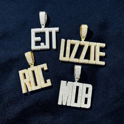 Iced Out Letter Necklace | Custom Alphabet CZ Pendant Trendy Streetwear Jewelry - CaratixJewelry