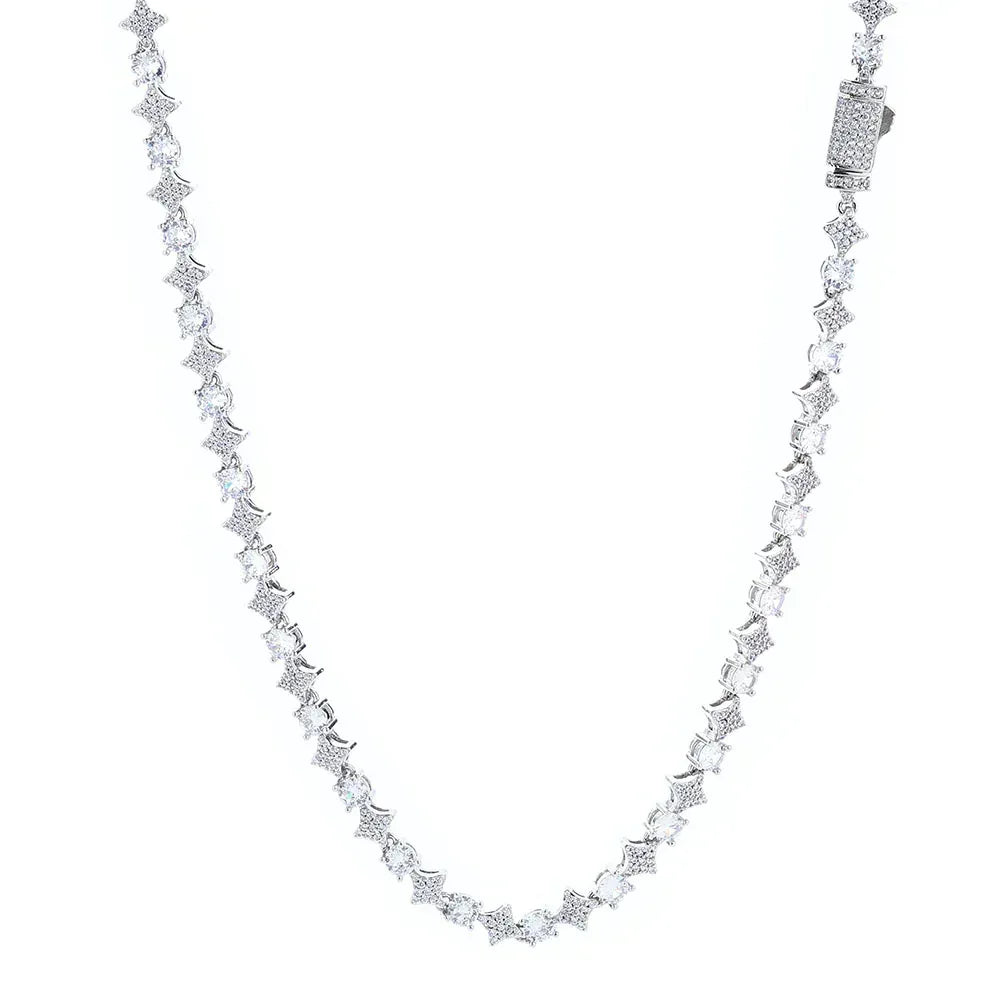 Star Moissanite Tennis Chain – Custom S925 Sterling Silver Minimalist Men’s Luxury Streetwear Necklace - CaratixJewelry