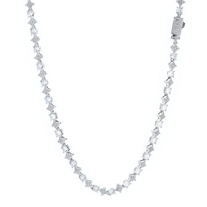 Star Moissanite Tennis Chain – Custom S925 Sterling Silver Minimalist Men’s Luxury Streetwear Necklace - CaratixJewelry
