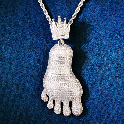 Iced Out Footprint Pendant Necklace | CZ Hip Hop Unisex Trendy Jewelry - CaratixJewelry
