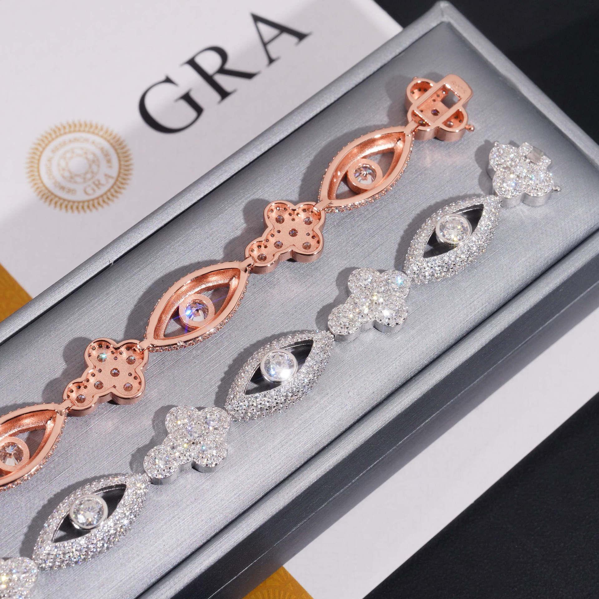 Moissanite Eye & Cross Cuban Link Bracelet – S925 Sterling Silver Iced-Out Hip Hop Streetwear Jewelry - CaratixJewelry