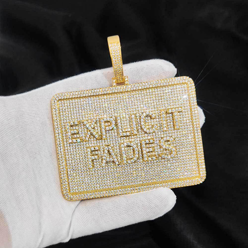 Custom Rectangular Letter Pendant Necklace with Zircon Stones for Men | Caratix Jewelry - CaratixJewelry