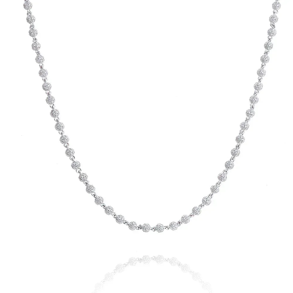 4mm Moissanite Beaded Chain for Men – S925 Sterling Silver High-Quality Custom Luxury Necklace - CaratixJewelry