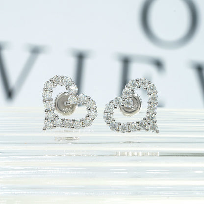 S925 Sterling Silver Heart-Shaped Moissanite Studs | D Color VVS1 Diamond Tester Proven | Caratix