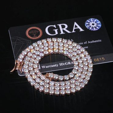 Moissanite Tennis Chain Necklace – S925 Sterling Silver Luxury Hip Hop Jewelry for Men & Women - CaratixJewelry