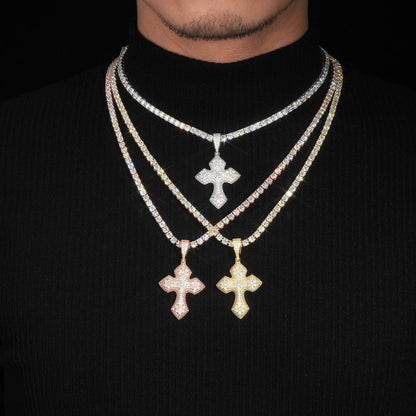 New S925 Silver Moissanite Cross Pendant – Unisex Hip-Hop Style Necklace - CaratixJewelry