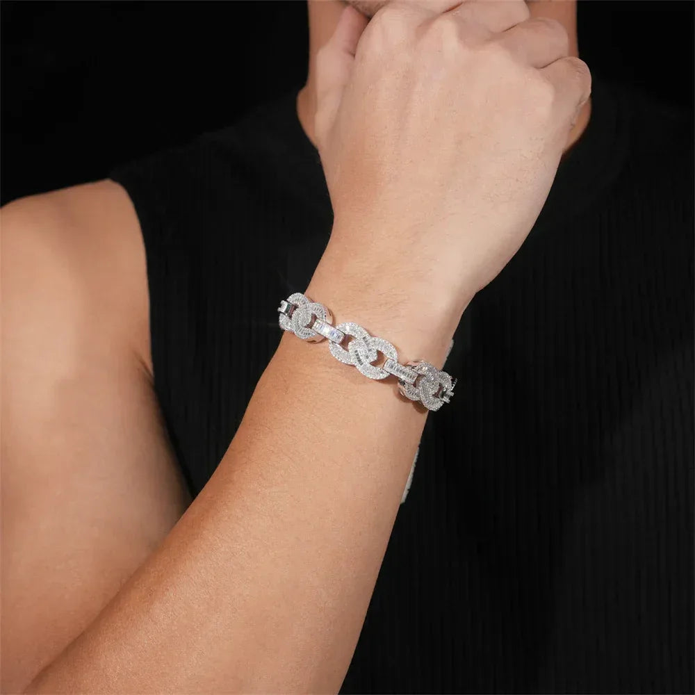 2025 Figure-8 Moissanite Bracelet – S925 Sterling Silver Iced-Out Hip Hop Men’s Streetwear Jewelry - CaratixJewelry