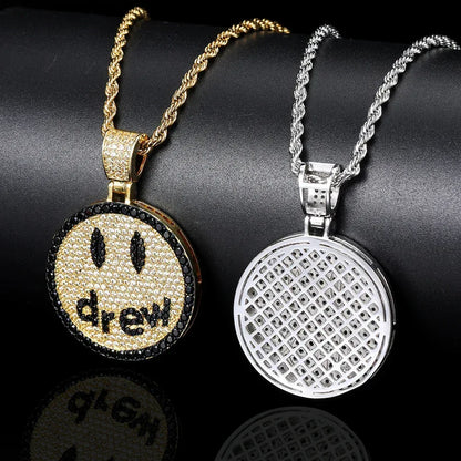 Drew Smiley Face Pendant Necklace with Micro-Pave Zircon for Men | Caratix Jewelry - CaratixJewelry
