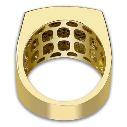 Men's Iced Out Cuban Link Square Ring | Pave Zirconia Band | Caratix
