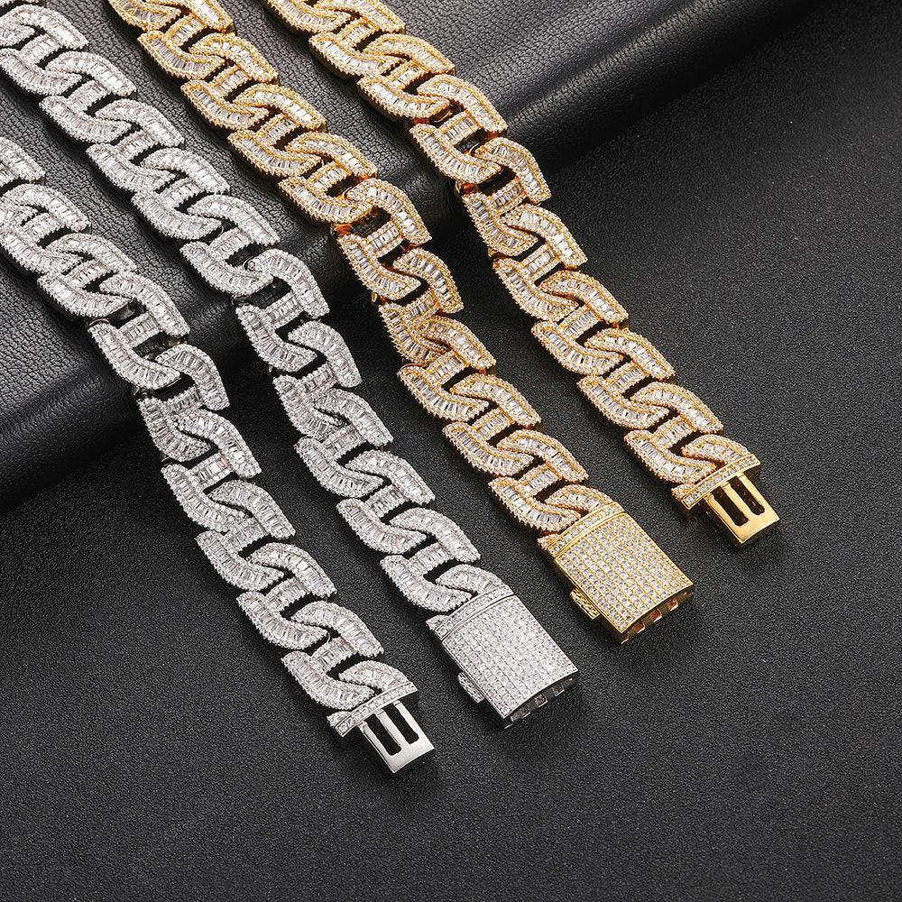 16mm T-Shaped Zircon Cuban Link Bracelet - CaratixJewelry