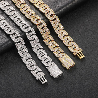 16mm T-Shaped Zircon Cuban Link Bracelet - CaratixJewelry