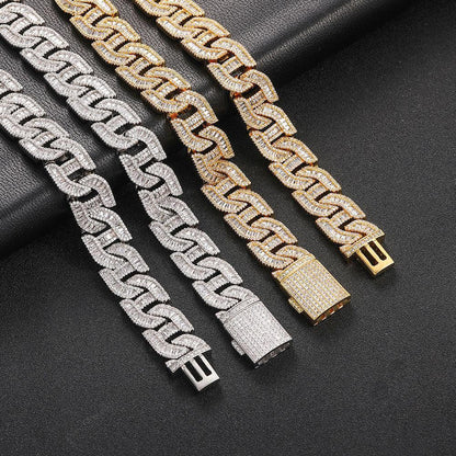 16mm Pig Nose Cuban Chain Mixed Set Zircon - CaratixJewelry