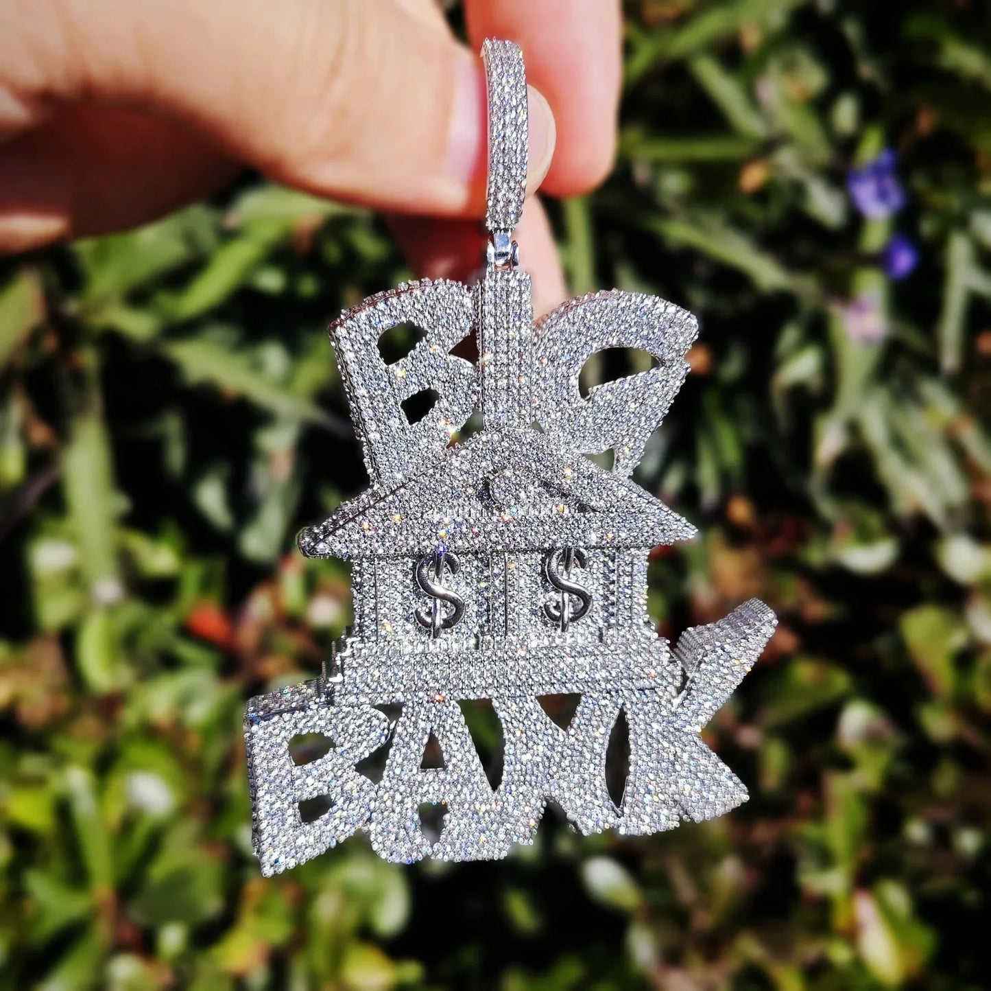 Iced Out Big Bank Pendant Necklace – Hip Hop Money CZ Jewelry for Trendy Street Style - CaratixJewelry