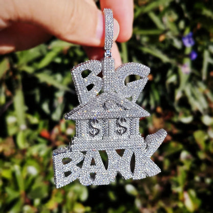 Iced Out Big Bank Pendant Necklace – Hip Hop Money CZ Jewelry for Trendy Street Style - CaratixJewelry