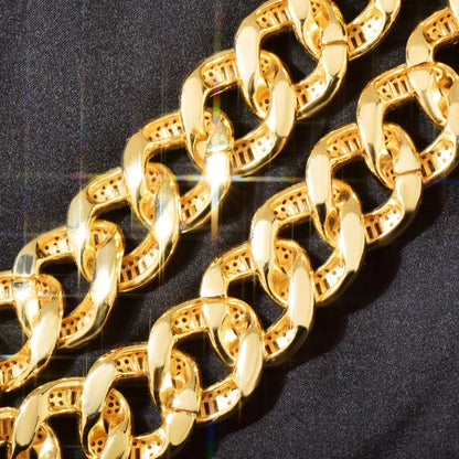 20mm Iced Out Cuban Link Chain with Full s & Gold Plating - CaratixJewelry