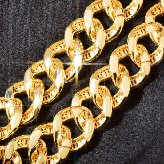 20mm Iced Out Cuban Link Chain with Full s & Gold Plating - CaratixJewelry