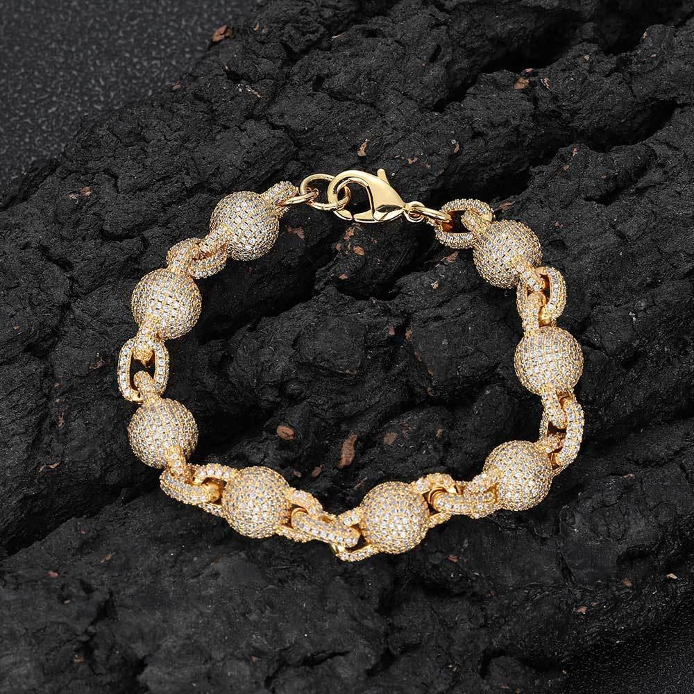 10.5mm Iced Out Zircon Bubble Bead Chain Bracelet for Men | Caratix Jewelry - CaratixJewelry