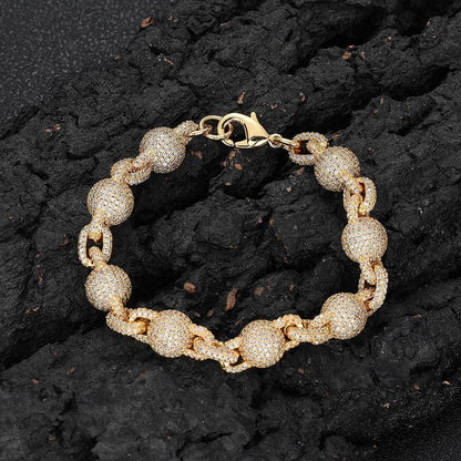 10.5mm Iced Out Zircon Bubble Bead Chain Bracelet for Men | Caratix Jewelry - CaratixJewelry