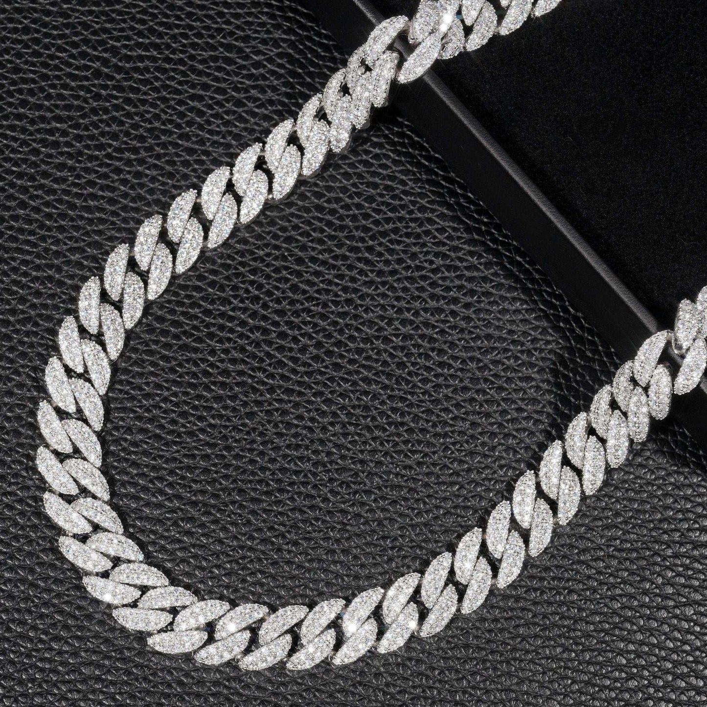 12mm Double-Row Moissanite Cuban Link Necklace | S925 Silver Iced Out Hip Hop Chain - CaratixJewelry