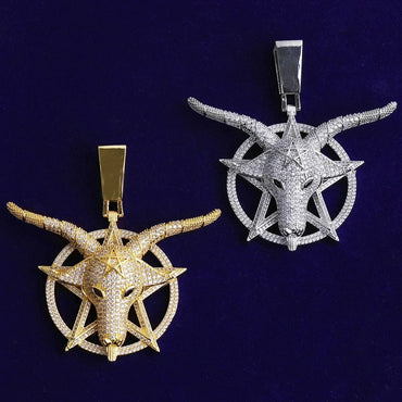 Iced Out "G.O.A.T." Head Pendant | Men's Greatest of All Time Necklace - CaratixJewelry