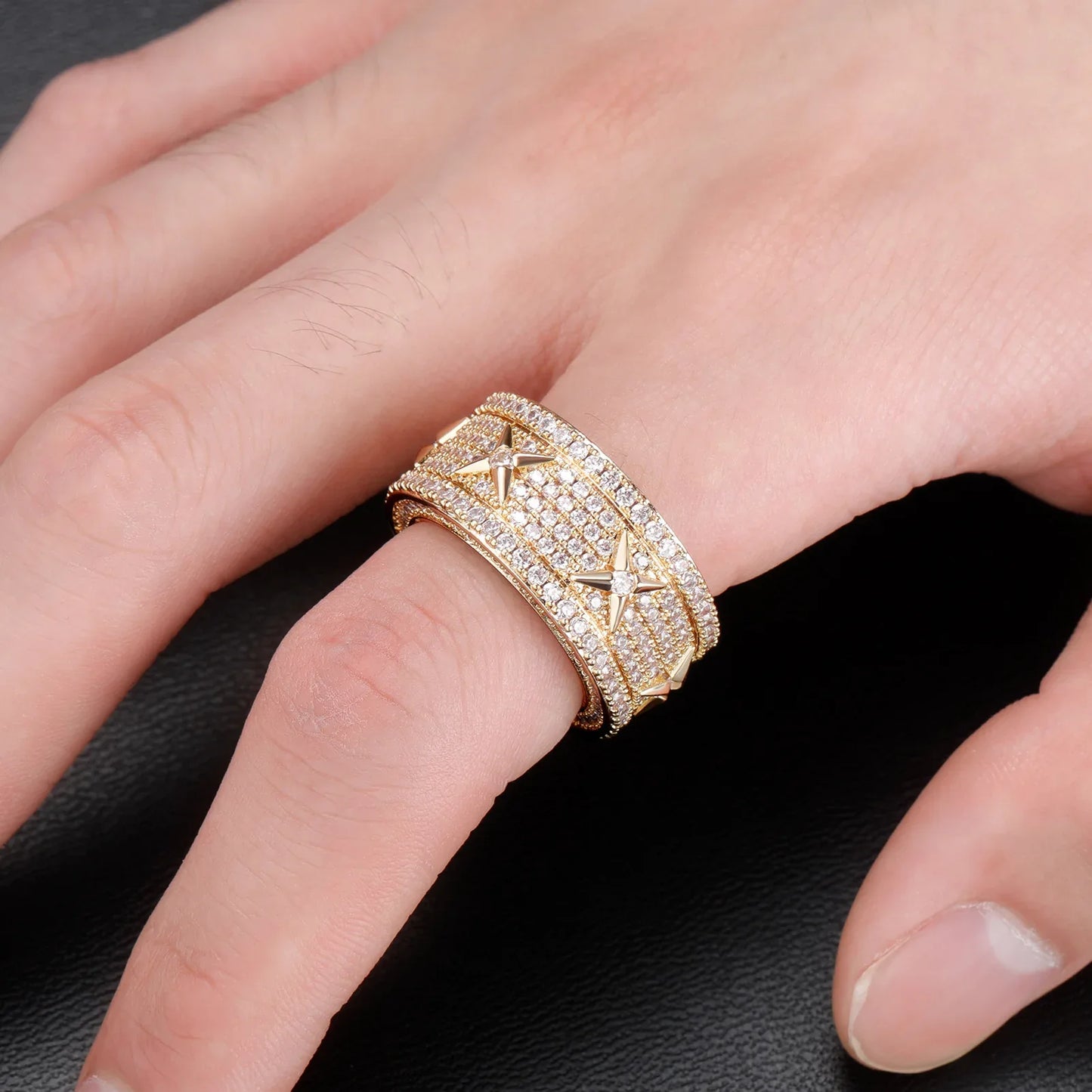 Unisex Vintage Iced Out Ring | Full Micro-Pave Round Band | Caratix