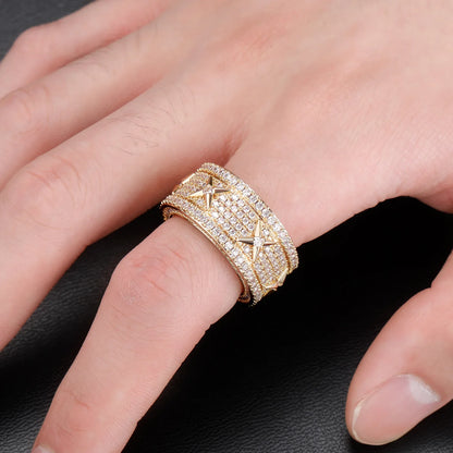 Unisex Vintage Iced Out Ring | Full Micro-Pave Round Band | Caratix