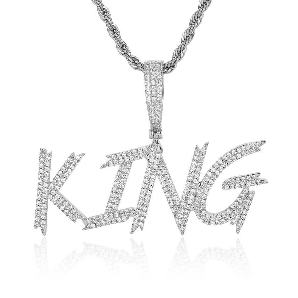 DIY Letter Pendant Necklace with Copper Frame and Full Zircon Stones for Men | Caratix Jewelry - CaratixJewelry