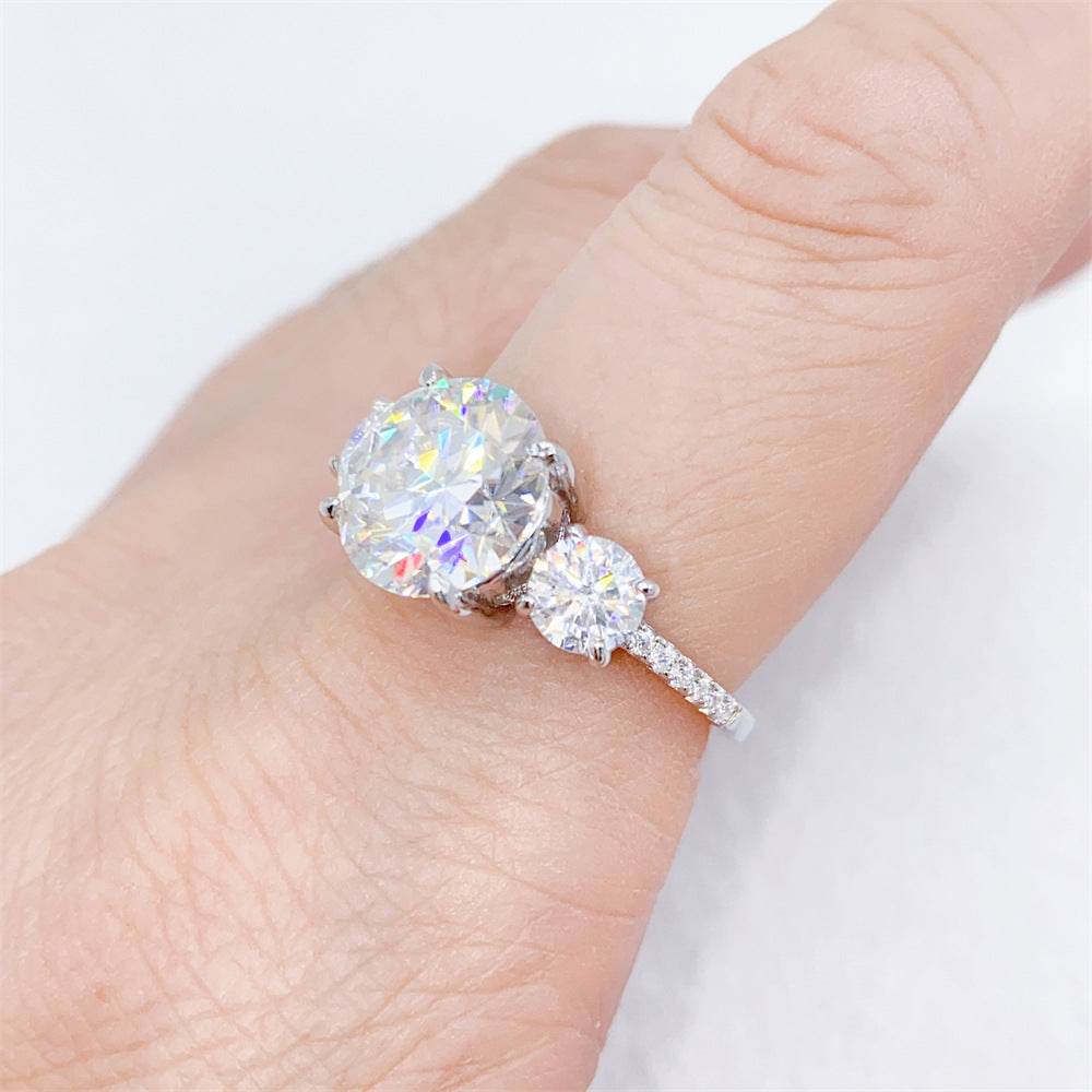 Large 4 Carat Moissanite Ring S925 Silver | 10mm D Color VVS1 Solitaire | Caratix