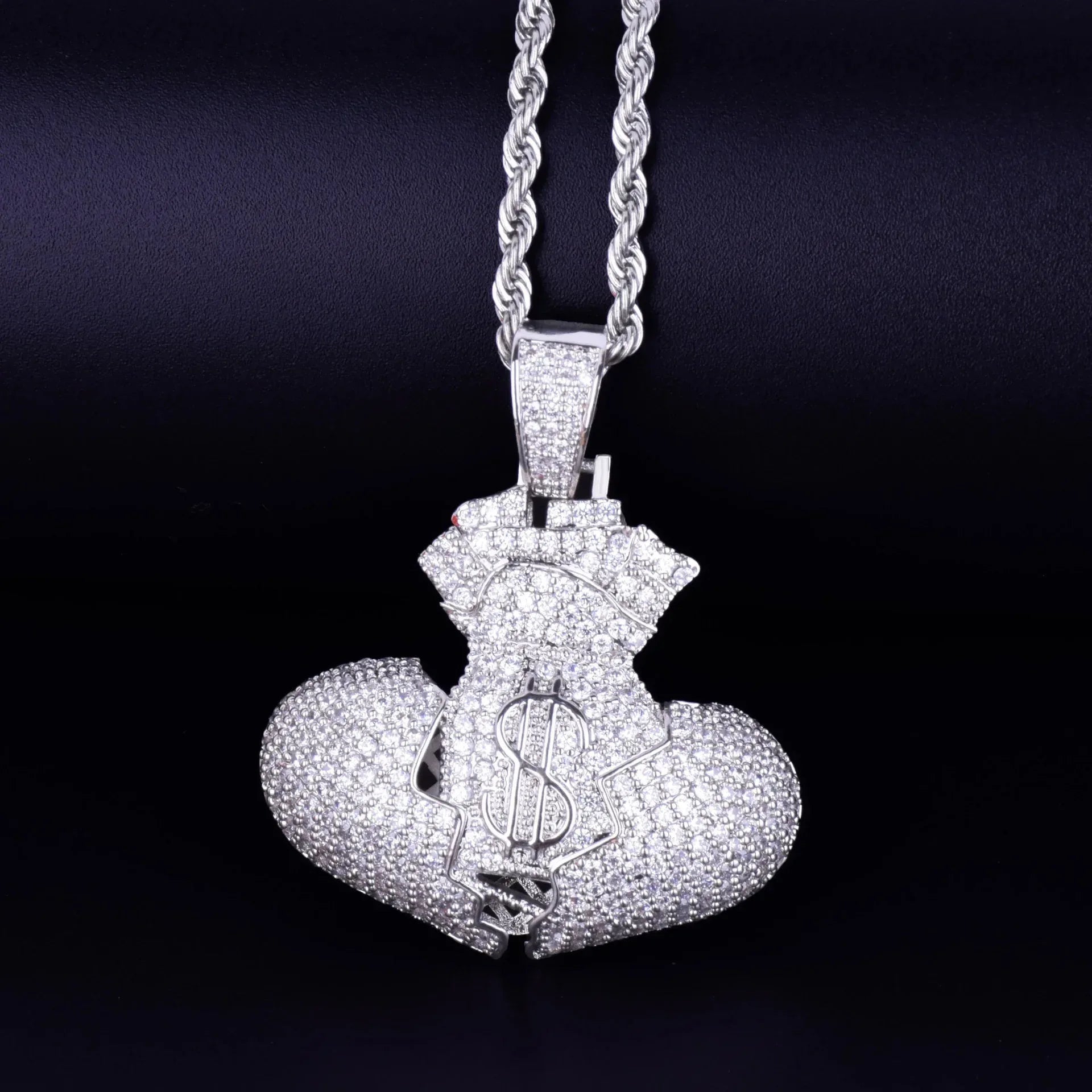 Men's Love Currency Necklace | Premium Copper CZ Dollar Sign Jewelry Caratix - CaratixJewelry