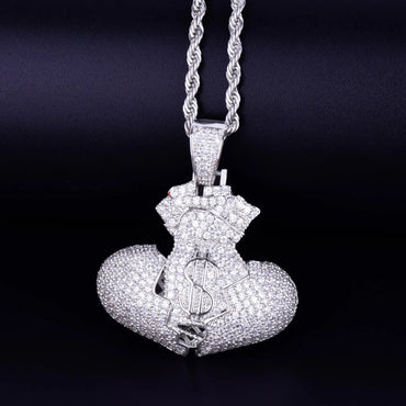 Men's Love Currency Necklace | Premium Copper CZ Dollar Sign Jewelry Caratix - CaratixJewelry