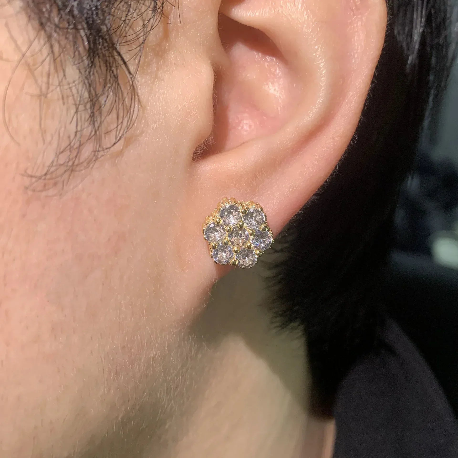 Round Zircon Stud Earrings with 925 Silver Needle | Iced Out Copper Earrings for Men & Women | Caratix Jewelry - CaratixJewelry