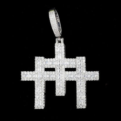 Iced Out 3-in-1 Triple Cross Pendant | Men's Super Combo Stacked Necklace - CaratixJewelry