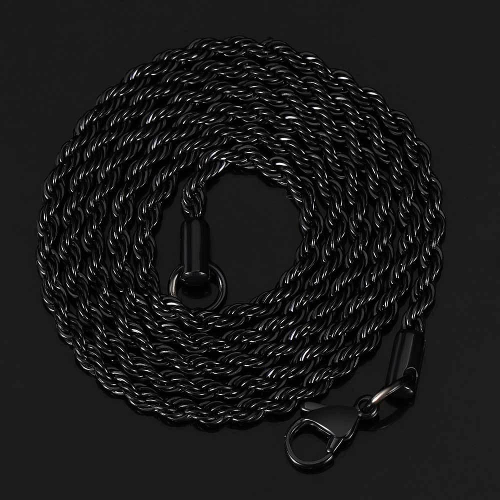 Stainless Steel Rope Chain Necklace 18K Gold Plated Unisex | Caratix Jewelry - CaratixJewelry
