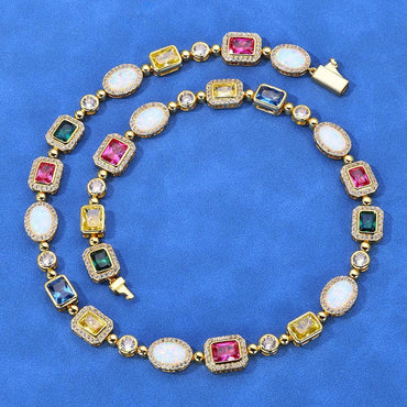 Colored Gemstone Moissanite Necklace – Custom S925 Sterling Silver Luxury Women’s Clavicle Chain Jewelry - CaratixJewelry