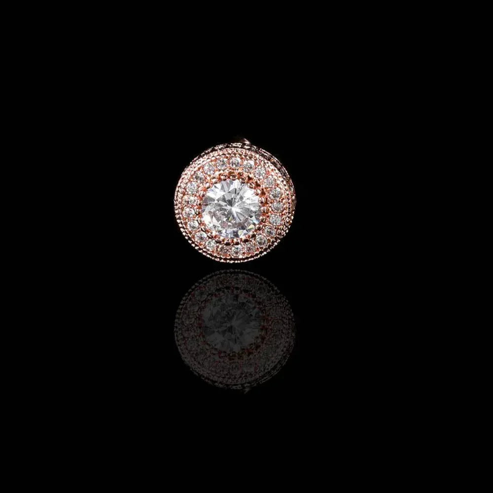 Rose Gold Tone Round Stud Earrings Hip Hop Jewelry | Caratix Jewelry - CaratixJewelry