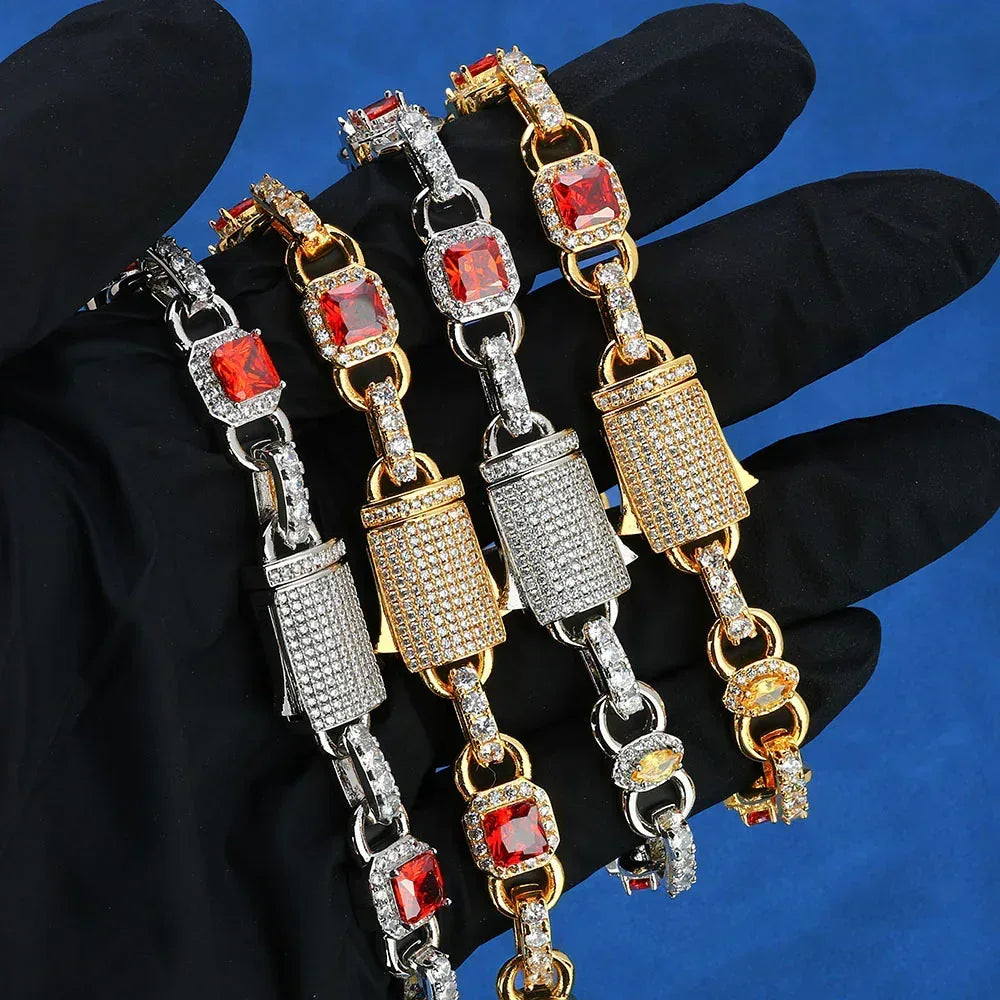 10mm Colorful Gemstone Bracelet Luxury Hip Hop Jewelry for Men | Caratix Jewelry - CaratixJewelry