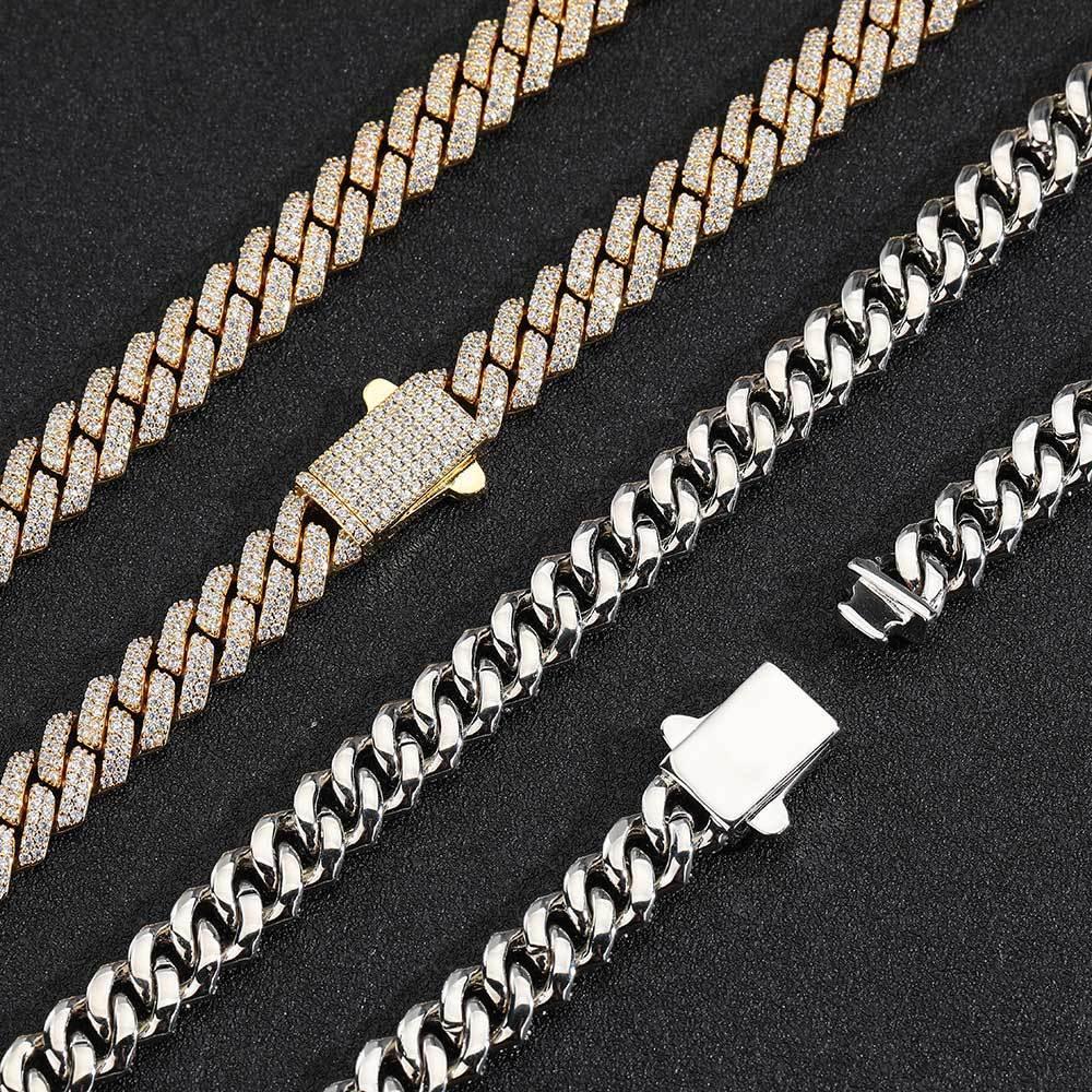 8mm Iced Out Cut Cuban Chain Zircon Necklace with Spring Clasp for Men | Caratix Jewelry - CaratixJewelry