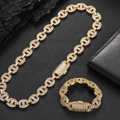 16mm T Cut Zircon Pig Nose Cuban Chain Hip Hop Jewelry - CaratixJewelry