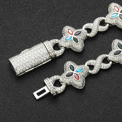 Premium 5A Pink Zircon Clover Bracelet | Unisex High-End Bling Jewelry | Caratix - CaratixJewelry