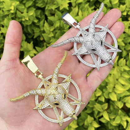 Iced Out "G.O.A.T." Head Pendant | Men's Greatest of All Time Necklace - CaratixJewelry