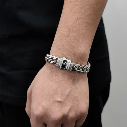 Clasp Stainless Steel Cuban Chain Bracelet - CaratixJewelry