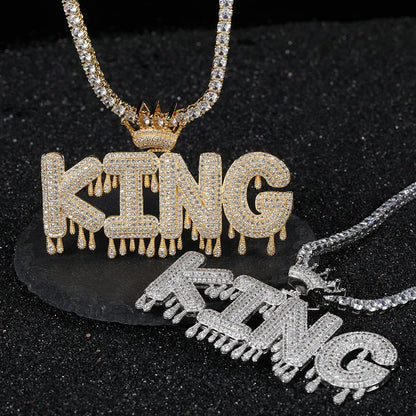 ATM Dollar Letter Pendant Necklace with T-Shaped Zircon Stones for Men | Caratix Jewelry - CaratixJewelry