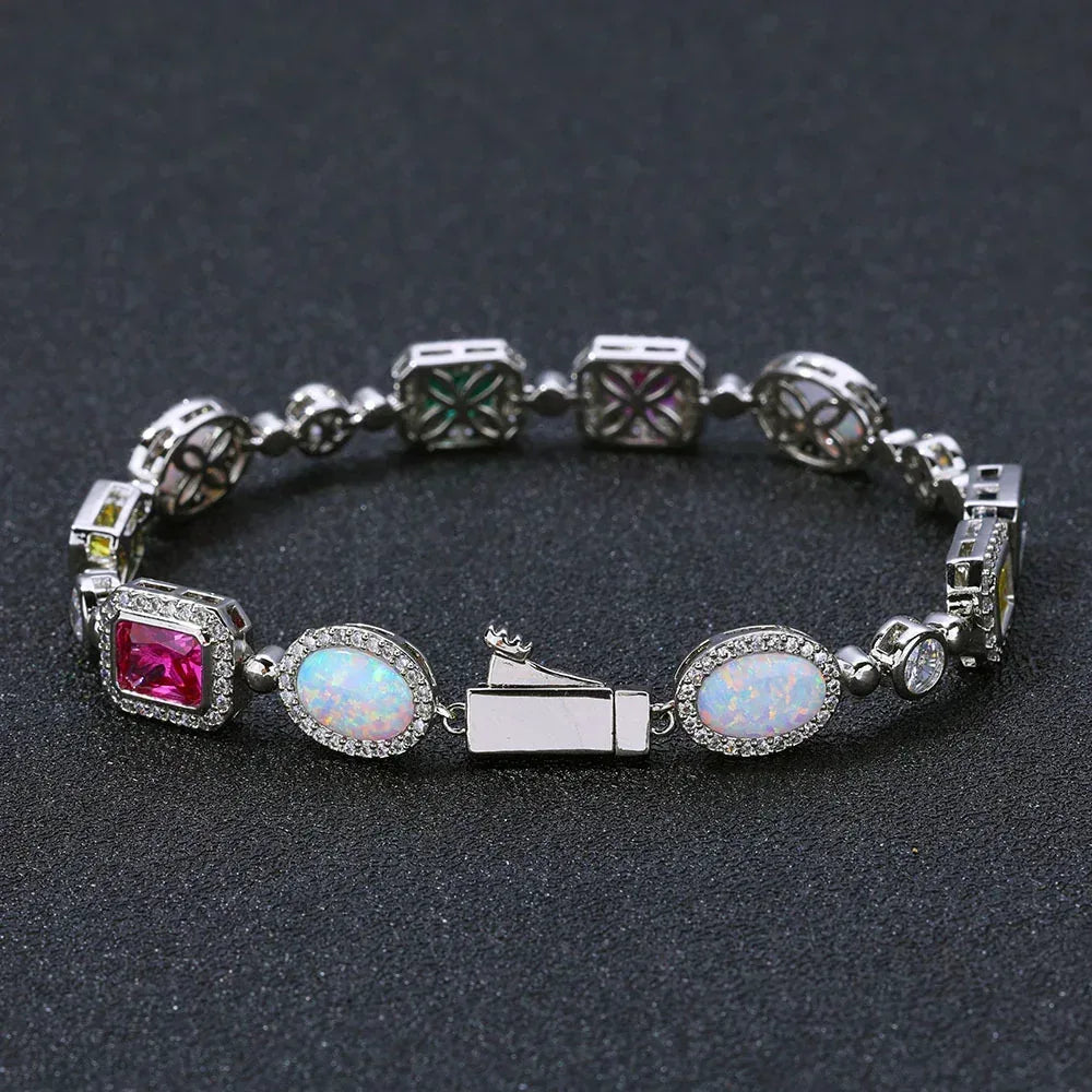 Colorful Gemstone Zircon Bracelet Luxury Hip Hop Jewelry for Men & Women | Caratix Jewelry - CaratixJewelry