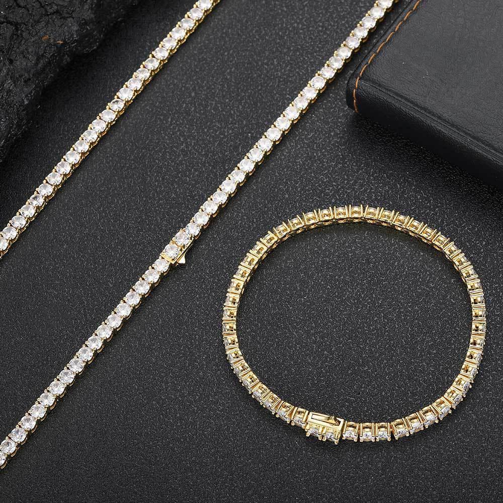 Iced Out Tennis Chain Zircon Bracelet with Spring Clasp for Men | Caratix Jewelry - CaratixJewelry