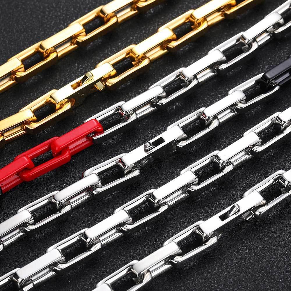 9mm Stainless Steel Bamboo Link Chain Necklace with Square Clasp for Men | Caratix Jewelry - CaratixJewelry