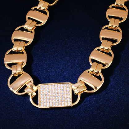 14mm Square Cuban Chain Necklace with Copper & Zircon - CaratixJewelry