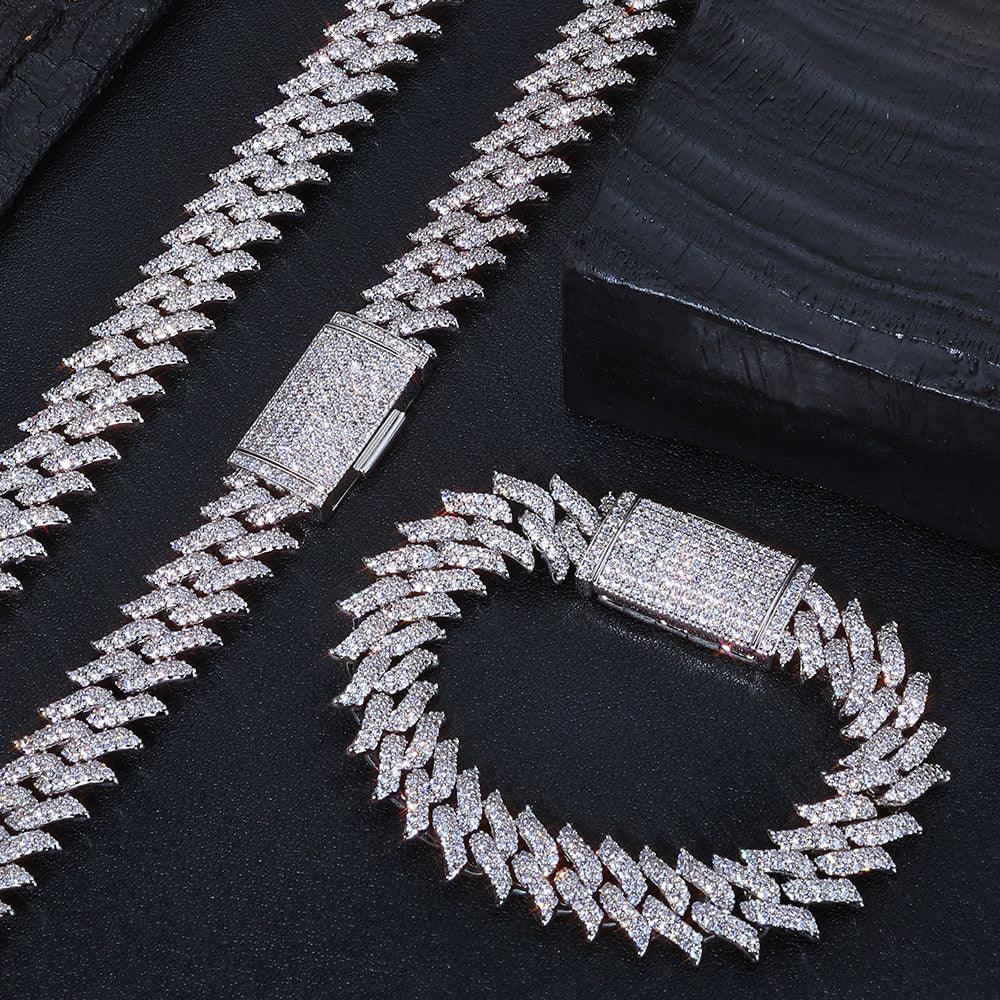 Custom 15mm Thorn Barbed Wire Cuban Link Necklace - CaratixJewelry